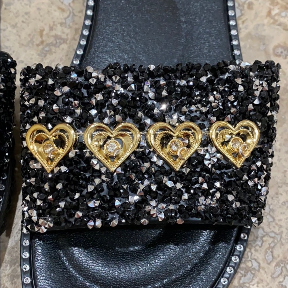 Rhinestone Sequin Embellished Slides - Picture 6 of 7